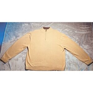 George men's xl 46-48 quarter zip pullover sweater tan camel mock neck